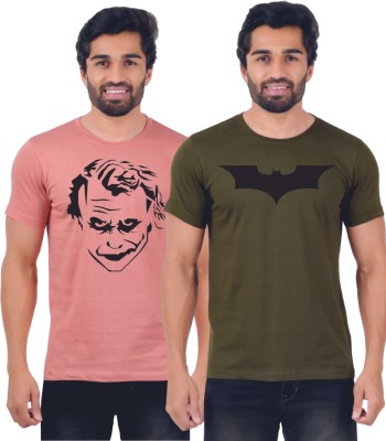 Ferocious Printed Men Round Neck Pink, Green T-Shirt