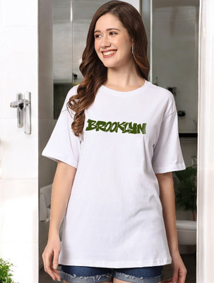 Shonisha Typography Women Round Neck White T-Shirt