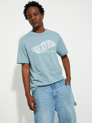 MAX Printed Men Round Neck Blue T-Shirt