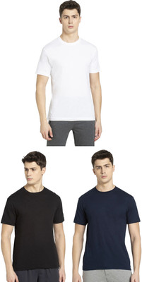 JOCKEY Solid Men Round Neck Black, Dark Blue, White T-Shirt