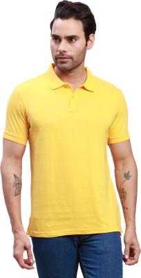 PARX Solid Men Polo Neck Yellow T-Shirt