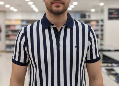 COUNTRYBAZAAR Graphic Print Men Polo Neck Dark Blue, White T-Shirt