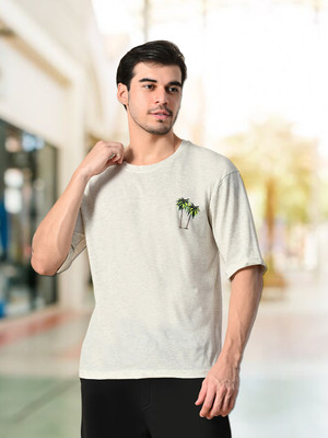 METRONAUT Printed Men Round Neck Beige T-Shirt
