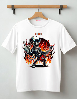 DIBBY Printed Men Round Neck White T-Shirt