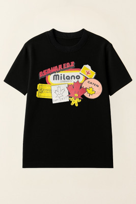 Humburg Graphic Print Men Round Neck Black T-Shirt