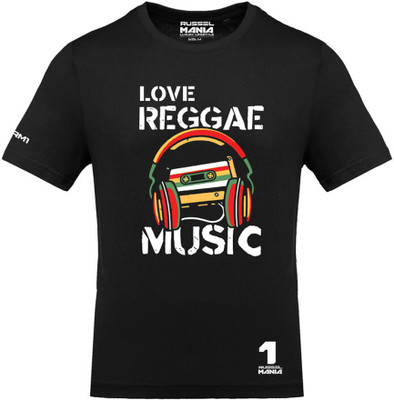 RusselMania Printed, Typography Men Round Neck Black T-Shirt