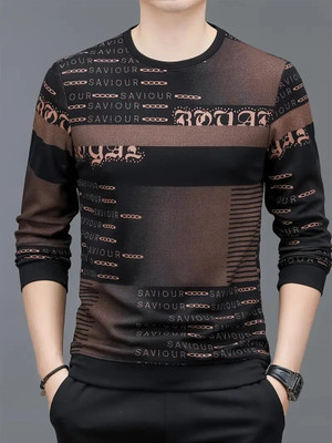 sti Printed Men Round Neck Brown T-Shirt