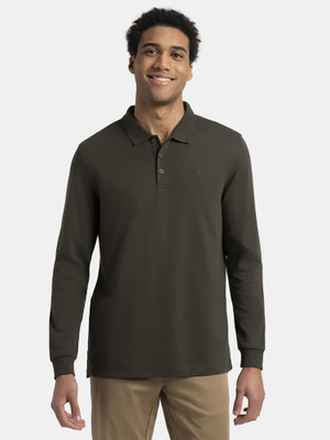 JOCKEY Solid Men Polo Neck Dark Green T-Shirt