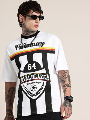 HERE&NOW Printed Men Round Neck White T-Shirt