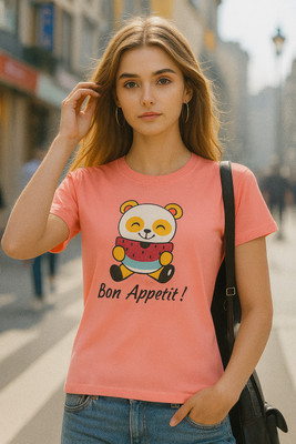 Moda Rapido Solid Women Round Neck Pink T-Shirt