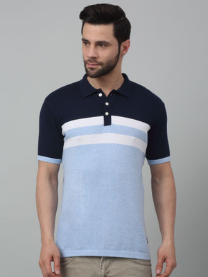 CANTABIL Striped Men Polo Neck Blue T-Shirt