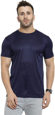 UDI n ADI Solid Men Round Neck Dark Blue T-Shirt