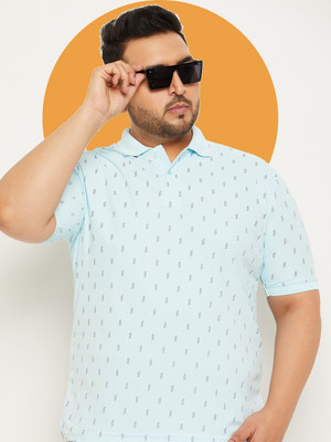 RENUOVO Printed Men Polo Neck Blue T-Shirt