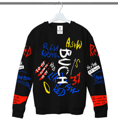 Doomee Printed Men Round Neck Black T-Shirt