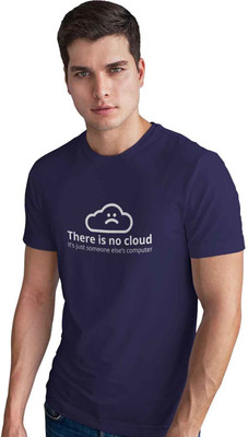 DUDEME Printed Men Round Neck Blue T-Shirt
