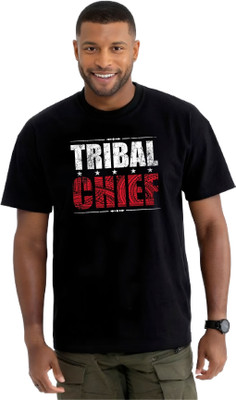 TEEGALLARY Printed Men Round Neck Black T-Shirt