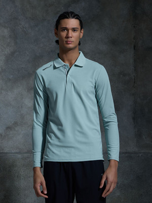 Sport Sun Solid Men Polo Neck Light Blue T-Shirt