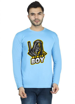 LV CARE Printed Men Round Neck Blue T-Shirt