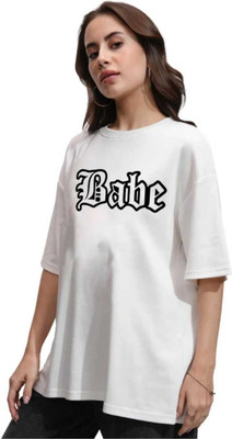 Pwexz Self Design Women Round Neck White T-Shirt