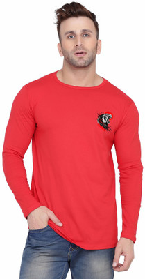 Blisstone Printed Men Round Neck Red T-Shirt