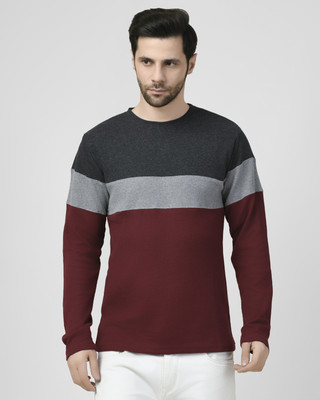 SMASH SMART WEAR Colorblock Men Round Neck Red T-Shirt