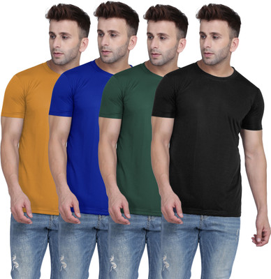 TQH Solid Men Round Neck Yellow, Green, Blue, Black T-Shirt