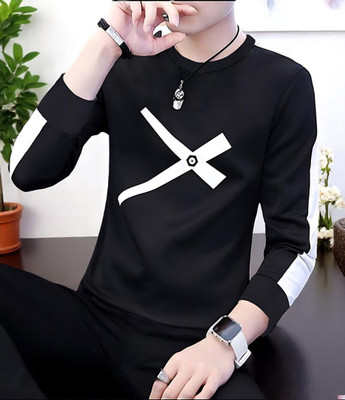 FASHIUM Printed Men Round Neck Black T-Shirt
