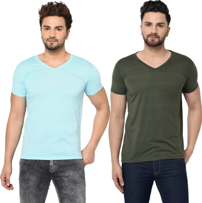 Tresna Fab Solid Men V Neck Multicolor T-Shirt