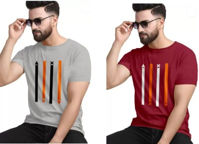 Stelino Printed Men Round Neck Multicolor T-Shirt