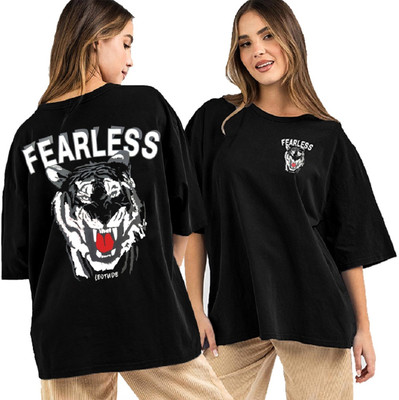 Leotude Printed Women Round Neck Black T-Shirt