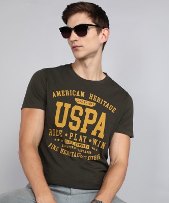 U.S. Polo Assn. Denim Co. Typography Men Round Neck Green T-Shirt