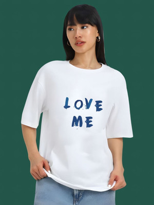 Dressberry Graphic Print Women Round Neck White T-Shirt