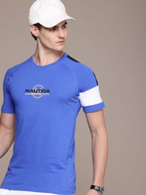 NAUTICA Printed Men Round Neck Blue T-Shirt