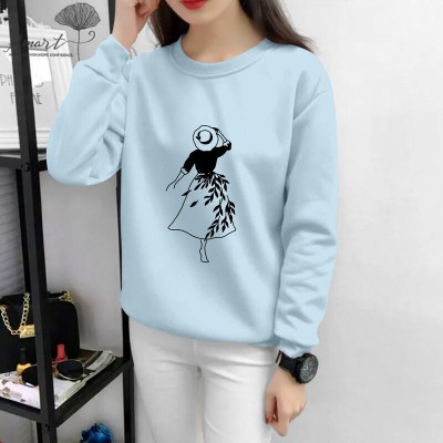 NISHKAM CLOTHING Printed Women Round Neck Light Blue T-Shirt