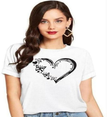 SAHAL Printed Women Round Neck Multicolor T-Shirt