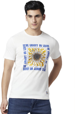 PEOPLE Printed Men Round Neck White T-Shirt