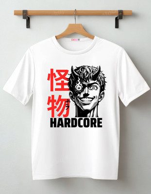 DIBBY Abstract, Printed Men Round Neck White T-Shirt
