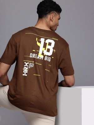 HRX by Hrithik Roshan Typography Men Round Neck Brown T-Shirt