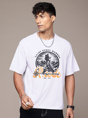 R.Code by The Roadster Life Co. Graphic Print Men Round Neck White T-Shirt