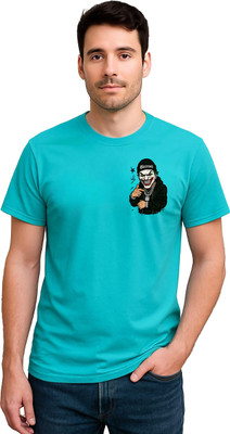 LIQQR Graphic Print Men Round Neck Blue T-Shirt