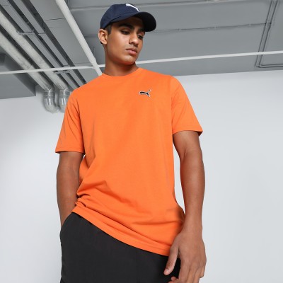 PUMA Solid Men Crew Neck Orange T-Shirt