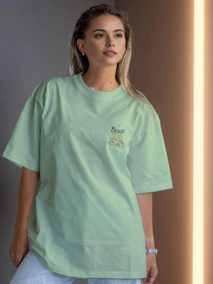 Moda Rapido Solid Women Round Neck Green T-Shirt