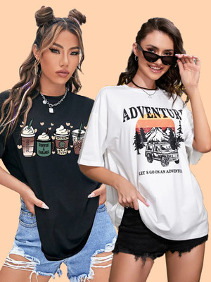 GLOBAL NOMAD Printed Women Round Neck Multicolor T-Shirt