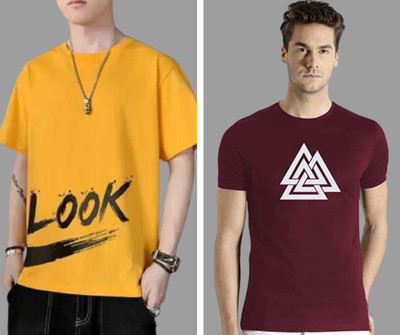 ATTITUDE START OF FASHION Graphic Print Men Round Neck Multicolor T-Shirt