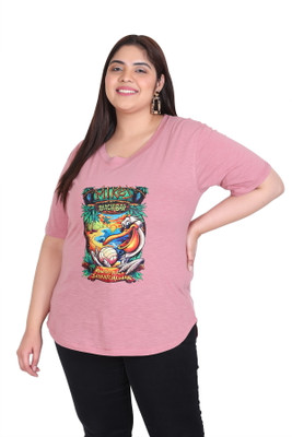 IN Love Printed Women Round Neck Orange T-Shirt