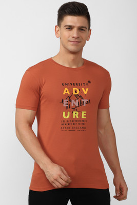 Peter England University Typography Men Round Neck Dark Blue T-Shirt