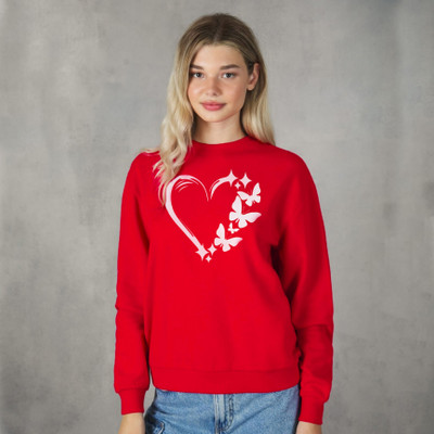 HouseOfCommon Printed Women Round Neck Red T-Shirt