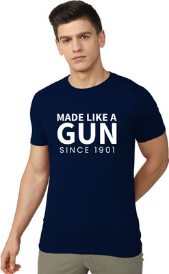 OrrganicChics Typography Men Round Neck Navy Blue T-Shirt