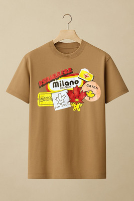 Humburg Graphic Print Men Round Neck Brown T-Shirt