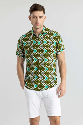 Snitch Printed Men Polo Neck Green T-Shirt